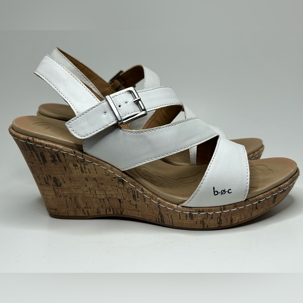 B.O.C. Schirra White Casual Open Toe Platform Cork Wedge Heel Sandal Size 11 - Picture 4 of 14